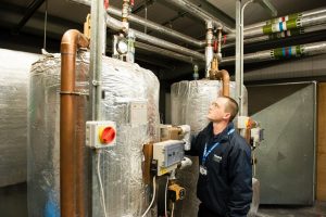 Checking temperature on a calorifier